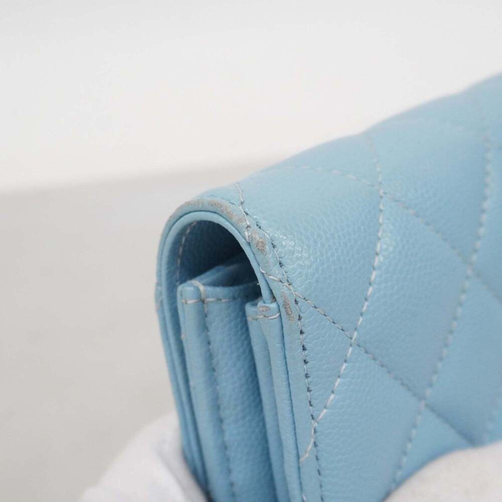 CHANEL Authentic Blue Caviar Leather Wallet - Picture 6 of 14